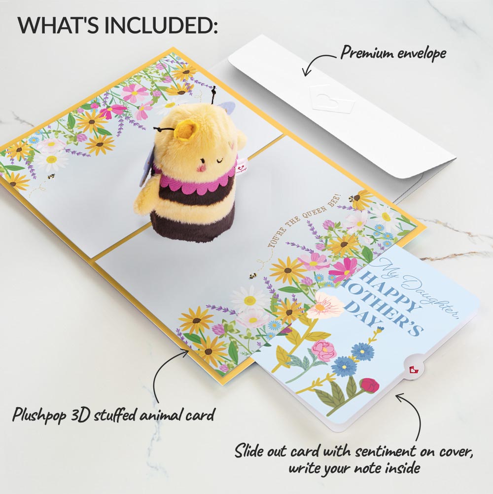 Bee-u-tiful Mom' Queen Bee Mother's Day Plushpop Card and Sentiment Set for Daughter