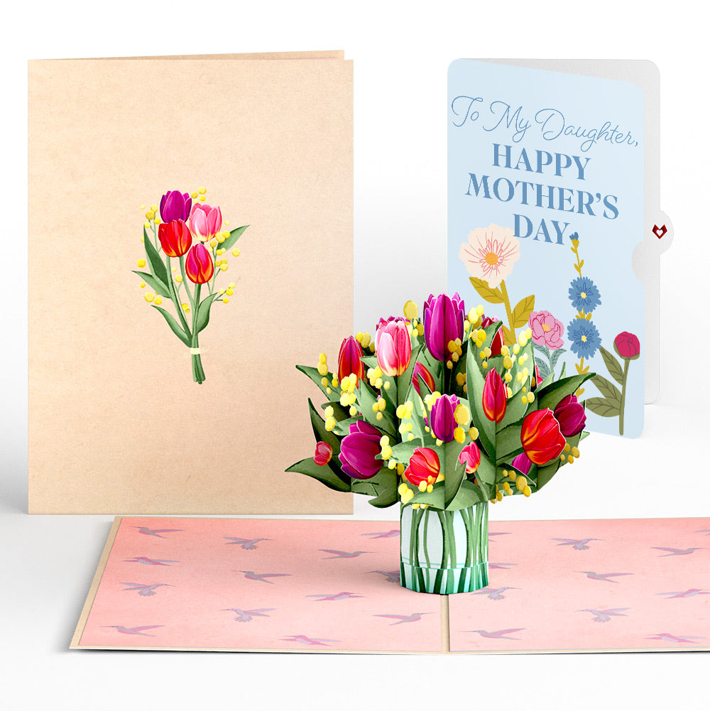 Cheerful Tulips Mother's Day Pop-Up Card and Sentiment Set for Daughter