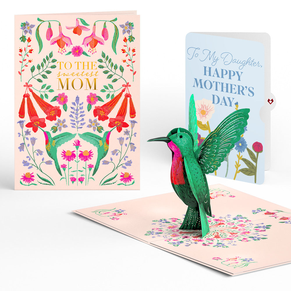 Sweetest Mom Hummingbird Mother's Day Pop-Up Card and Sentiment Set for Daughter