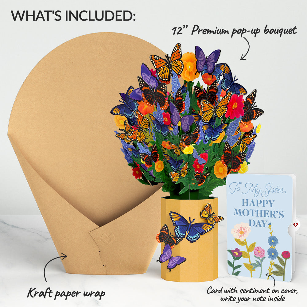 Brilliant Butterfly Mother's Day Bouquet and Sentiment Set for Sister