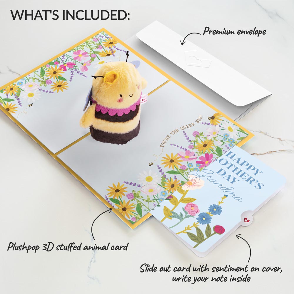 Bee-u-tiful Mom' Queen Bee Mother's Day Plushpop Card and Sentiment Set for Grandma