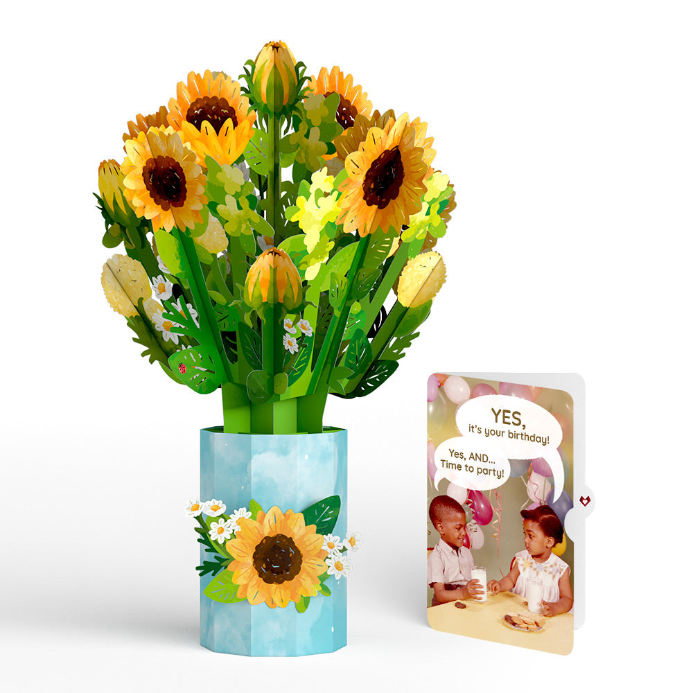 Sunflower Blooms Birthday Bouquet and Time to Party Sentiment Set