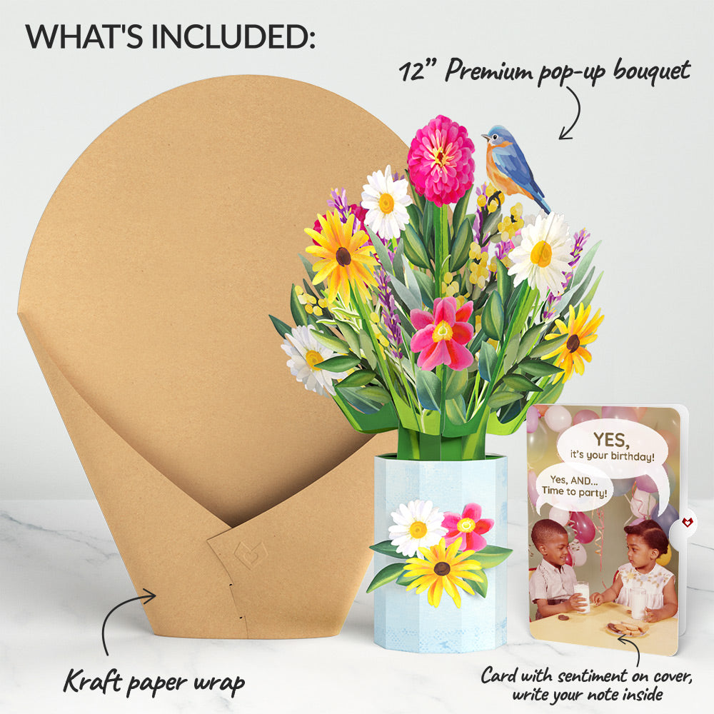 Black-Eyed Susan Birthday Bouquet and Time to Party Sentiment Set
