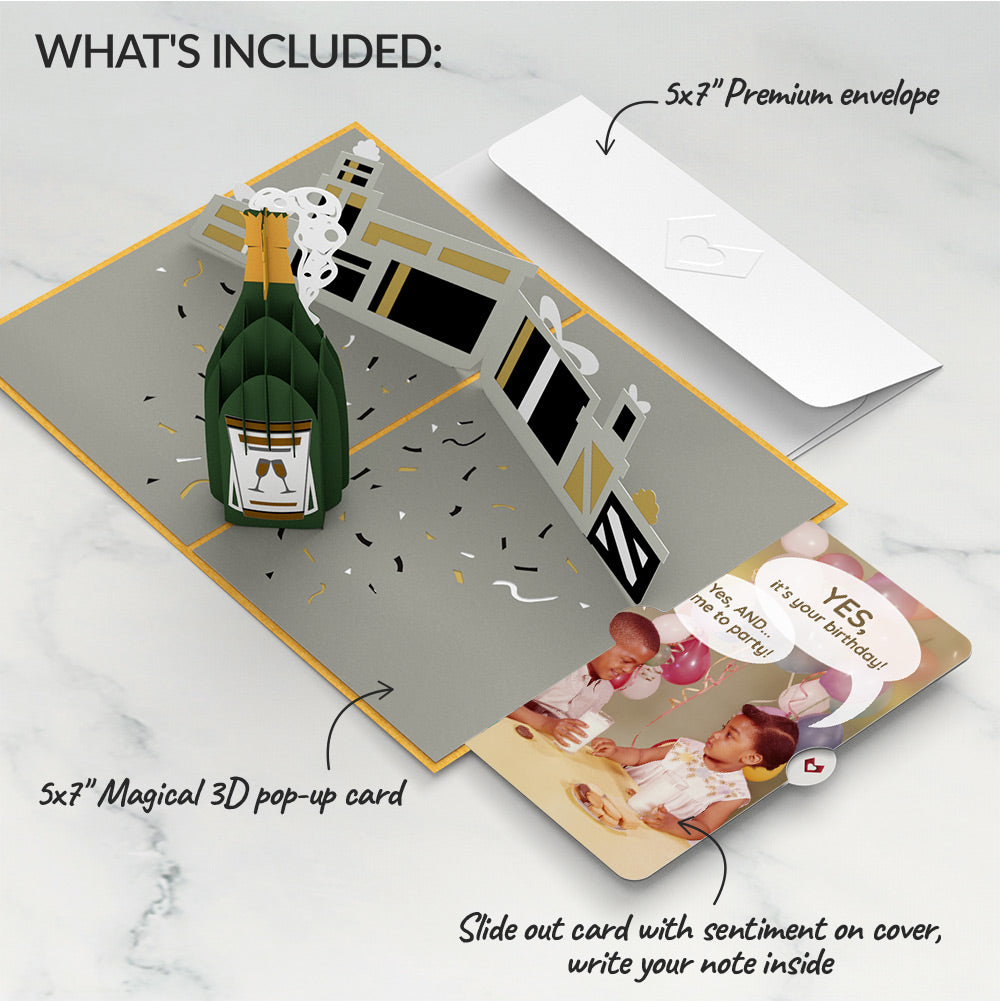 Champagne Celebration Birthday Pop-Up Card and Time to Party Sentiment Set