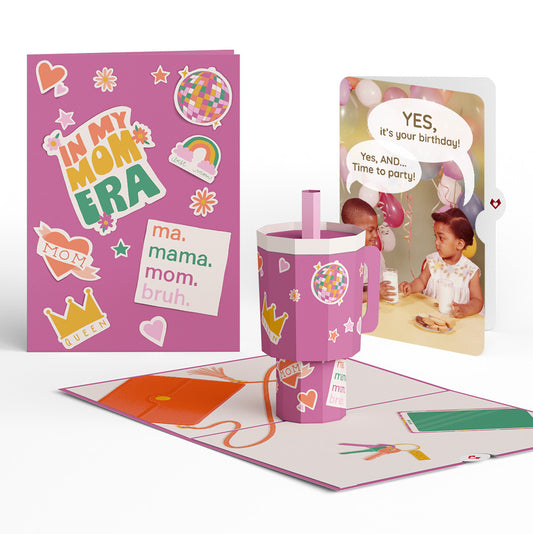 Mom Era Tumbler Birthday Pop-Up Card and Time to Party Sentiment Set
