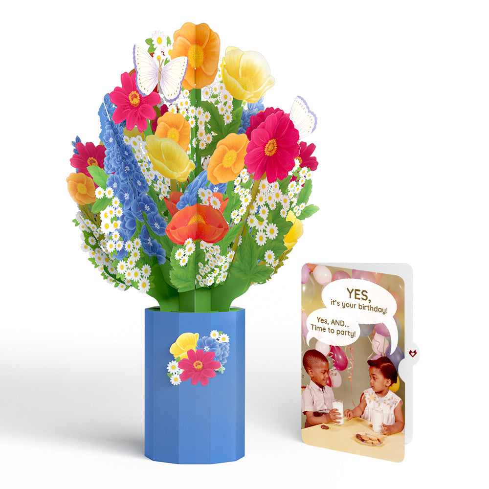 Wildflower Birthday Bouquet and Time to Party Sentiment Set