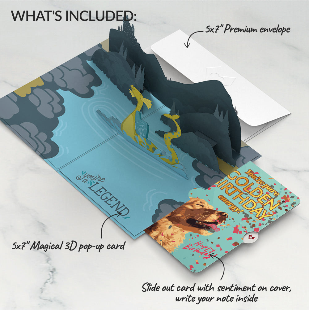 Dad You're a Legend Loch Ness Monster Birthday Pop-Up Card and Golden Energy Sentiment Set