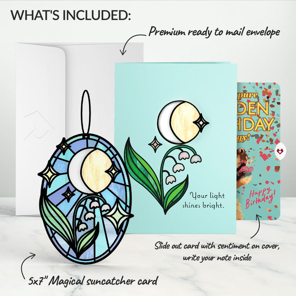 Shine Bright Twilight Bloom Birthday Suncatcher Card and Golden Energy Sentiment Set