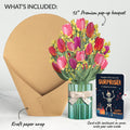 Cheerful Tulips Birthday Bouquet and Surprise Skeleton Sentiment Set