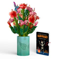 Hibiscus Birthday Bouquet and Surprise Skeleton Sentiment Set