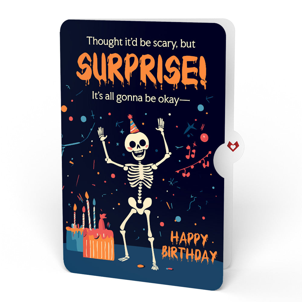 Sunflower Blooms Birthday Bouquet and Surprise Skeleton Sentiment Set