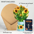 Sunflower Blooms Birthday Bouquet and Surprise Skeleton Sentiment Set
