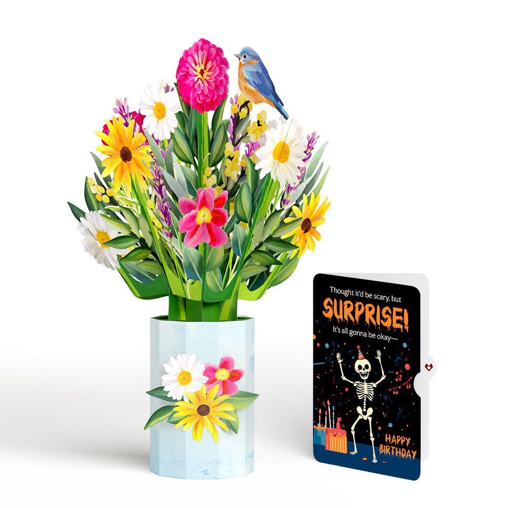 Black-Eyed Susan Birthday Bouquet and Surprise Skeleton Sentiment Set