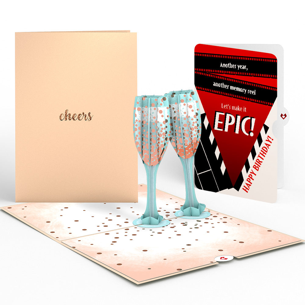 Champagne Toast Birthday Pop-Up Card and Epic Reel Sentiment Set