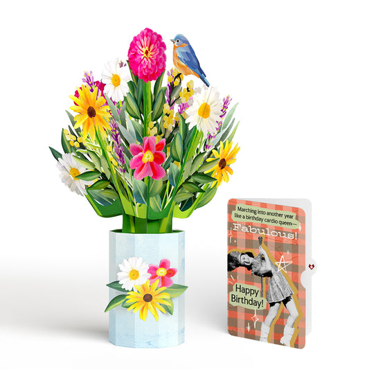 Black-Eyed Susan Birthday Bouquet and Cardio Queen Sentiment Set