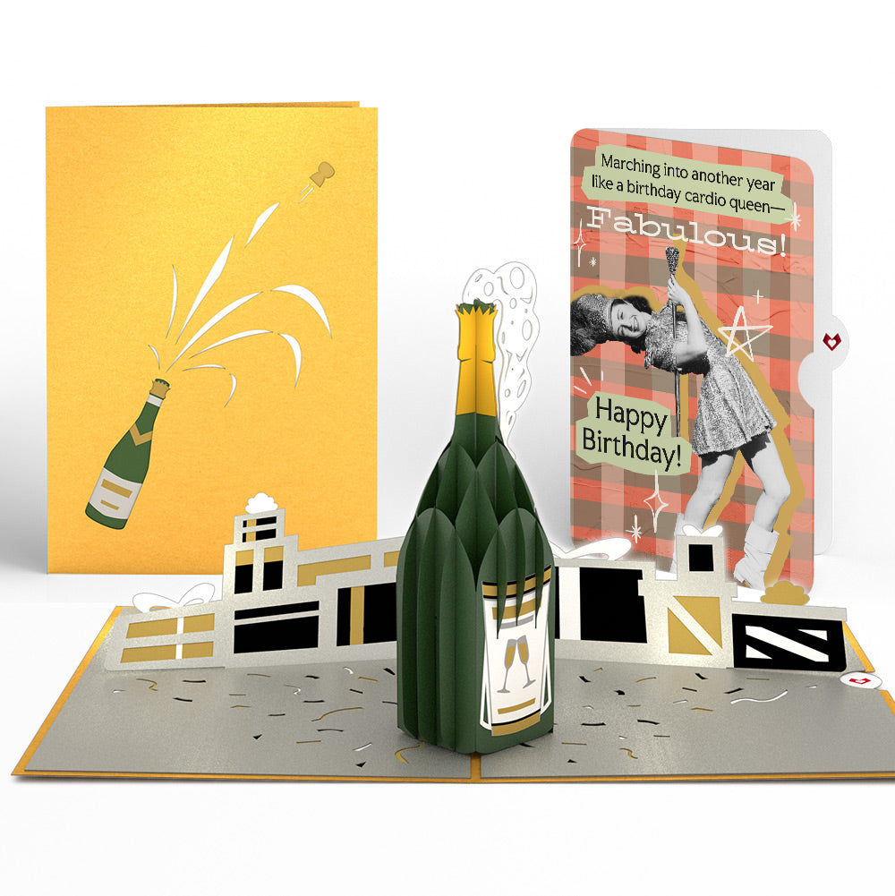 Champagne Celebration Birthday Pop-Up Card and Cardio Queen Sentiment Set