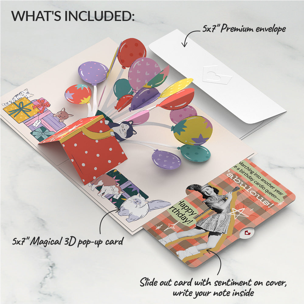 Curious Cats Birthday Pop-Up Card and Cardio Queen Sentiment Set