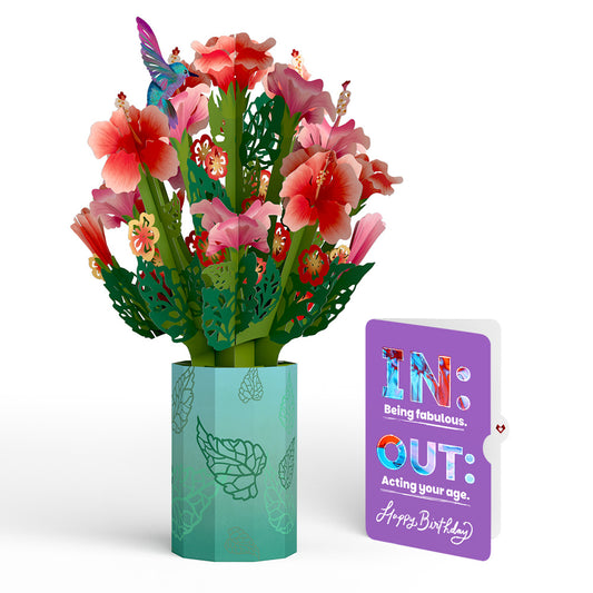 Hibiscus Birthday Bouquet and IN & OUT Sentiment Set