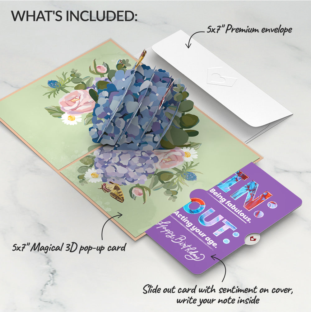 Hydrangea Butterflies Birthday Pop-Up Card and IN & OUT Sentiment Set