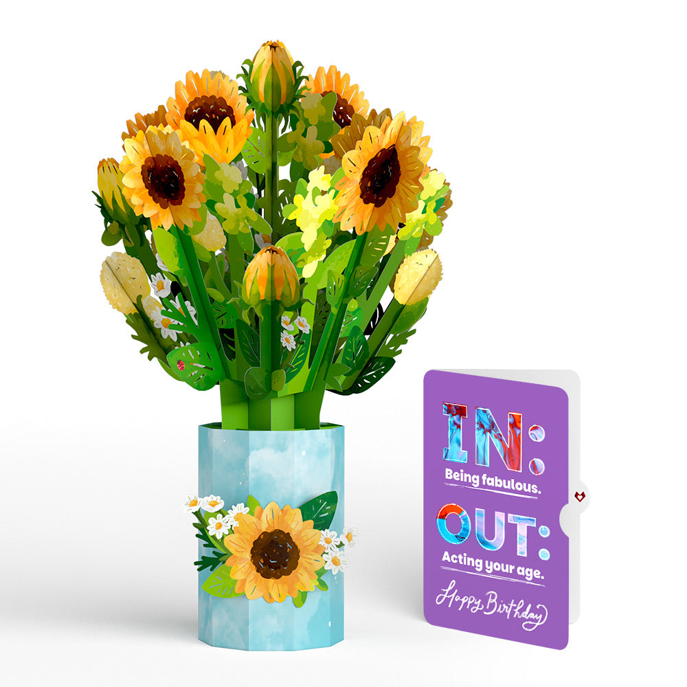 Sunflower Blooms Birthday Bouquet and IN & OUT Sentiment Set