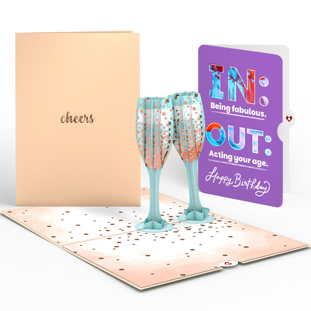 Champagne Toast Birthday Pop-Up Card and IN & OUT Sentiment Set