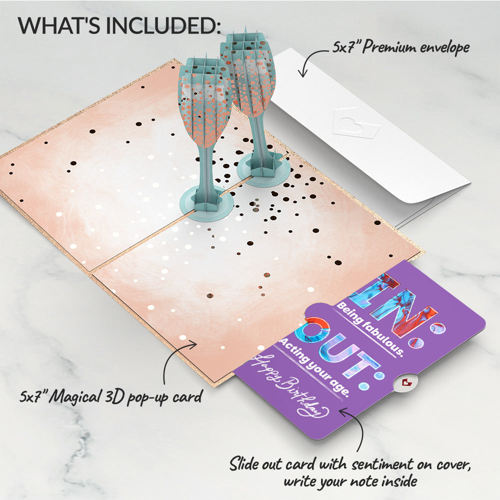 Champagne Toast Birthday Pop-Up Card and IN & OUT Sentiment Set