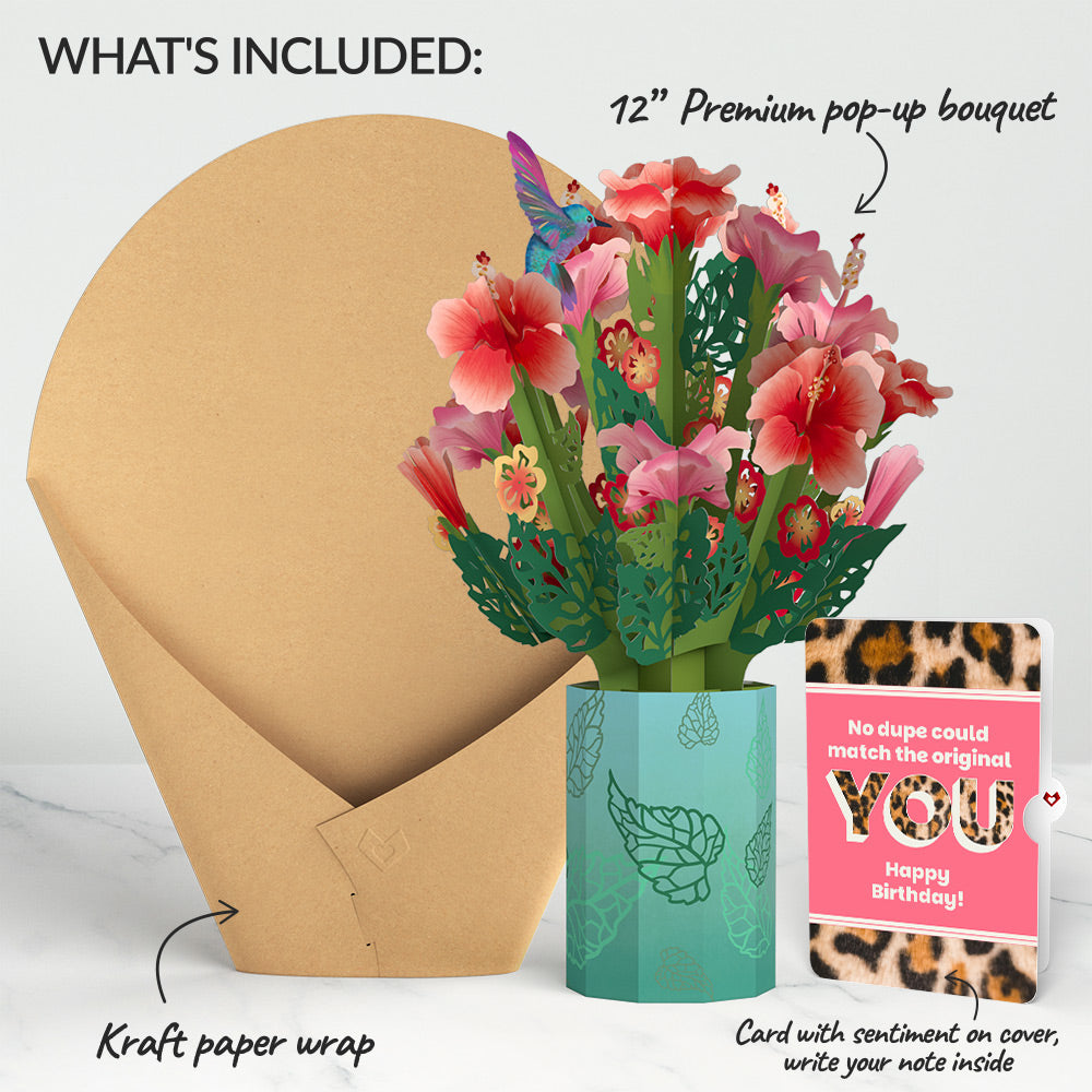 Hibiscus Birthday Bouquet and The original YOU Sentiment Set