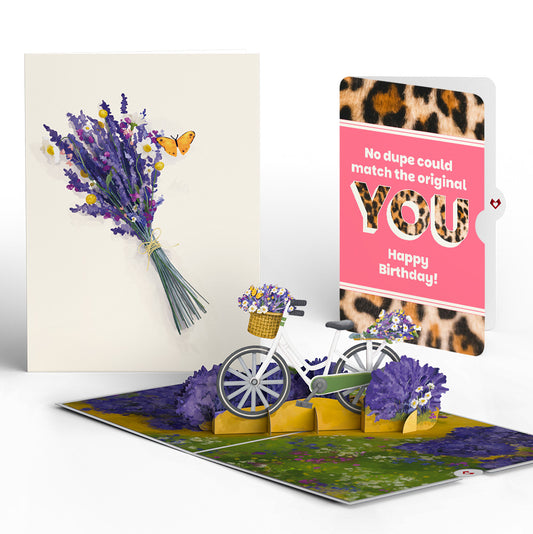 Lavender Bicycle Birthday Pop-Up Card and The original YOU Sentiment Set