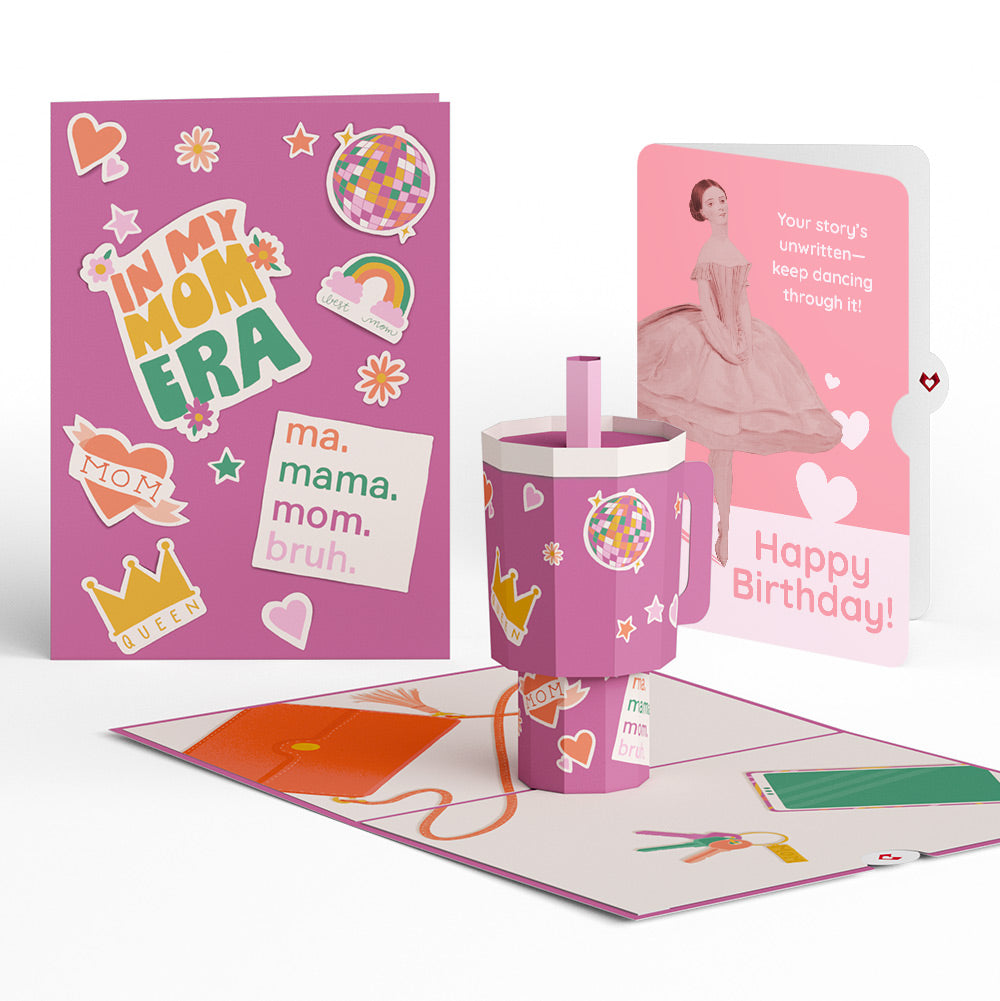 Mom Era Tumbler Birthday Pop-Up Card and Dancing Through Life Sentiment Set
