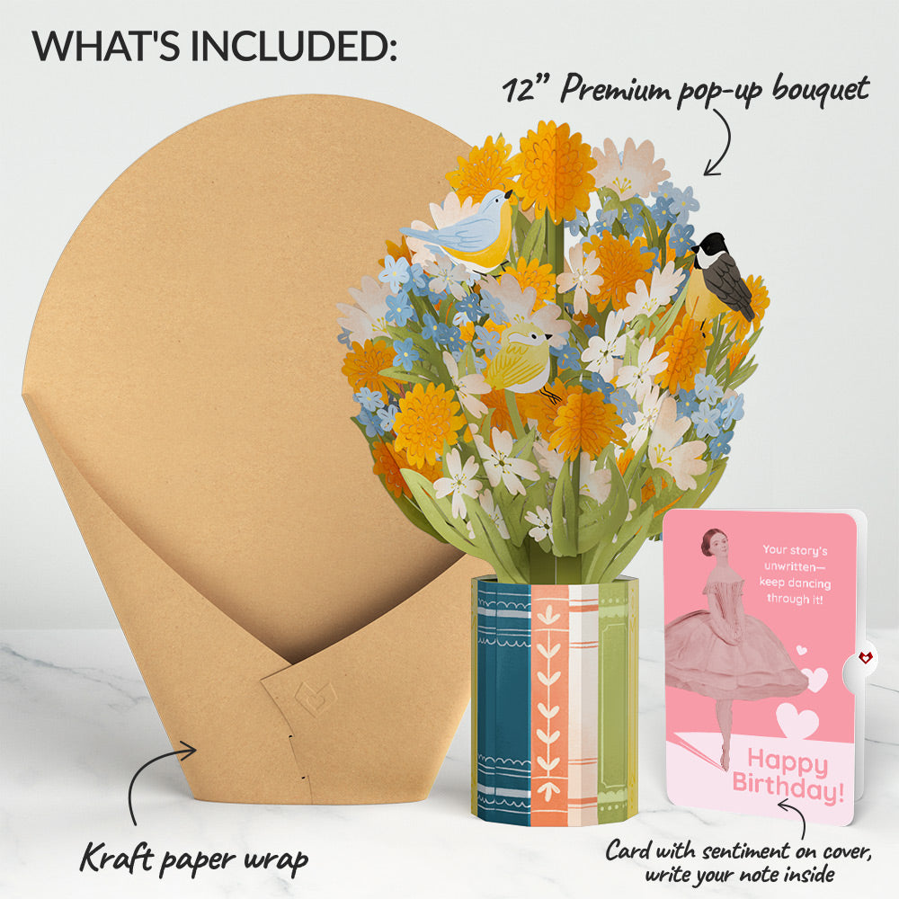 Spring Joy Birthday Bouquet and Dancing Through Life Sentiment Set
