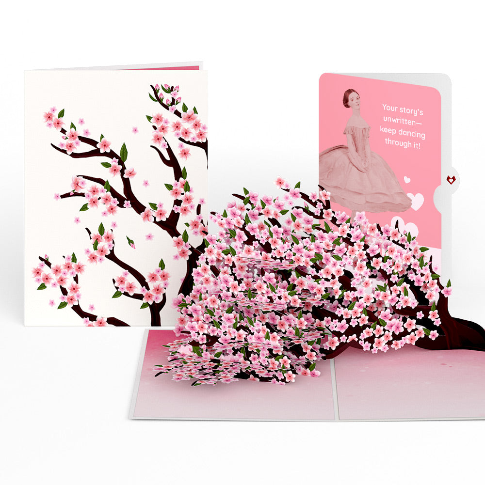 Cherry Blossom Branches in Bloom Birthday Pop-Up Card and Dancing Through Life Sentiment Set