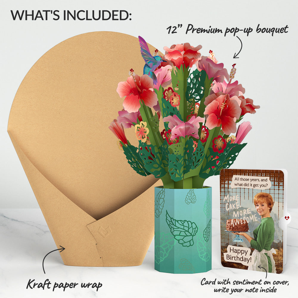 Hibiscus Birthday Bouquet and More Cake More Awesome Sentiment Set