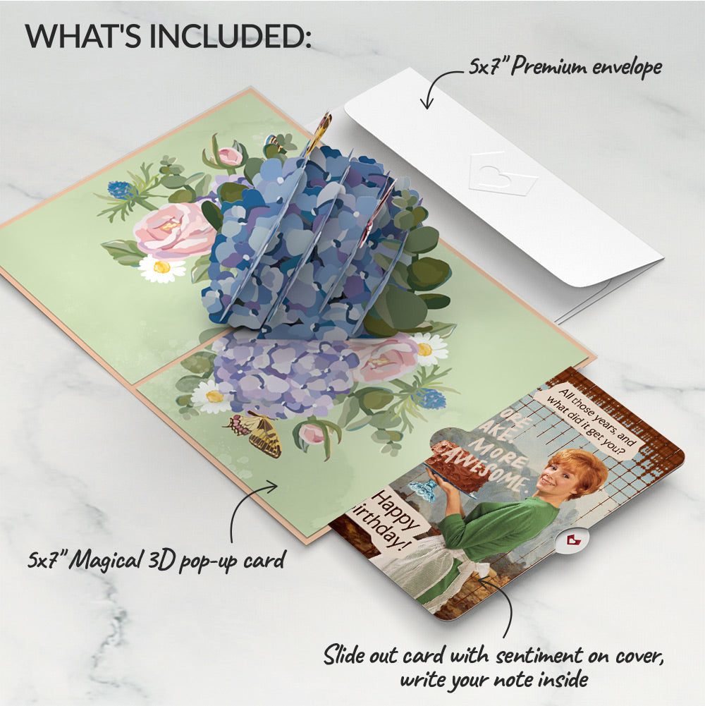 Hydrangea Butterflies Birthday Pop-Up Card and More Cake More Awesome Sentiment Set
