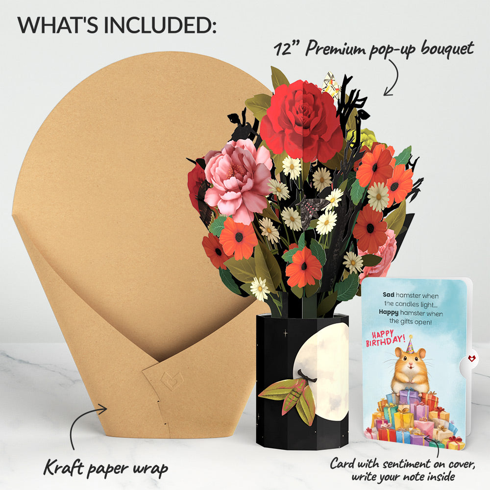 Midnight Florals Birthday Bouquet and Happy Hamster Sentiment Set