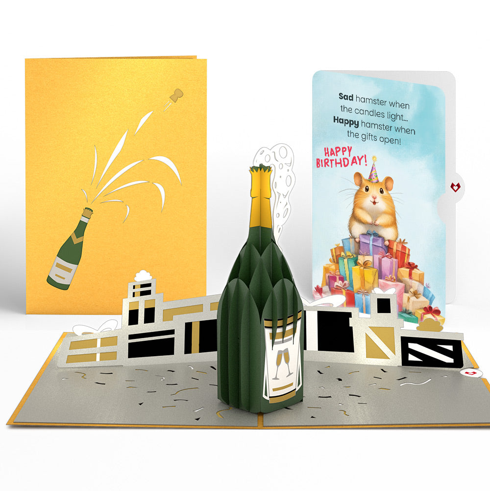 Champagne Celebration Birthday Pop-Up Card and Happy Hamster Sentiment Set