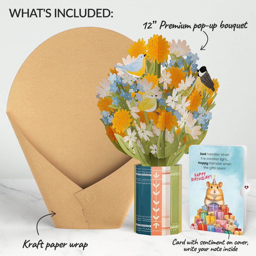 Spring Joy Birthday Bouquet and Happy Hamster Sentiment Set