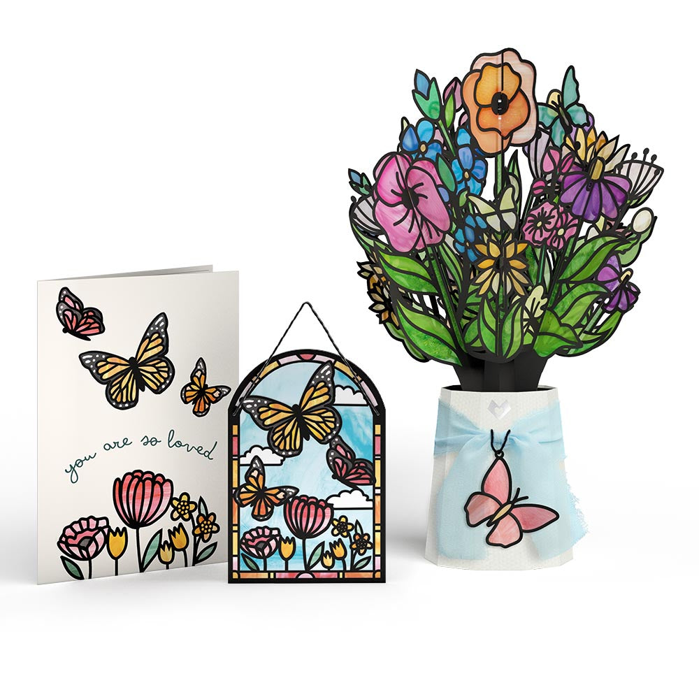 You Are So Loved Butterfly Suncatcher Card & Bouquet Bundle