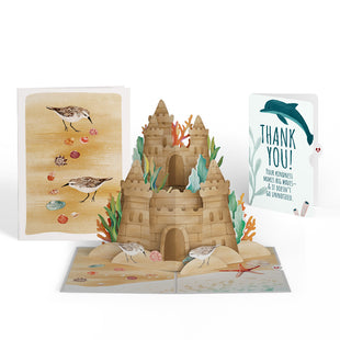 Seaside Sandcastle Thank You Pop-Up Card and Sentiment Set greeting card -  Lovepop