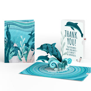 Playful Dolphins Thank You Pop-Up Card and Sentiment Set greeting card -  Lovepop