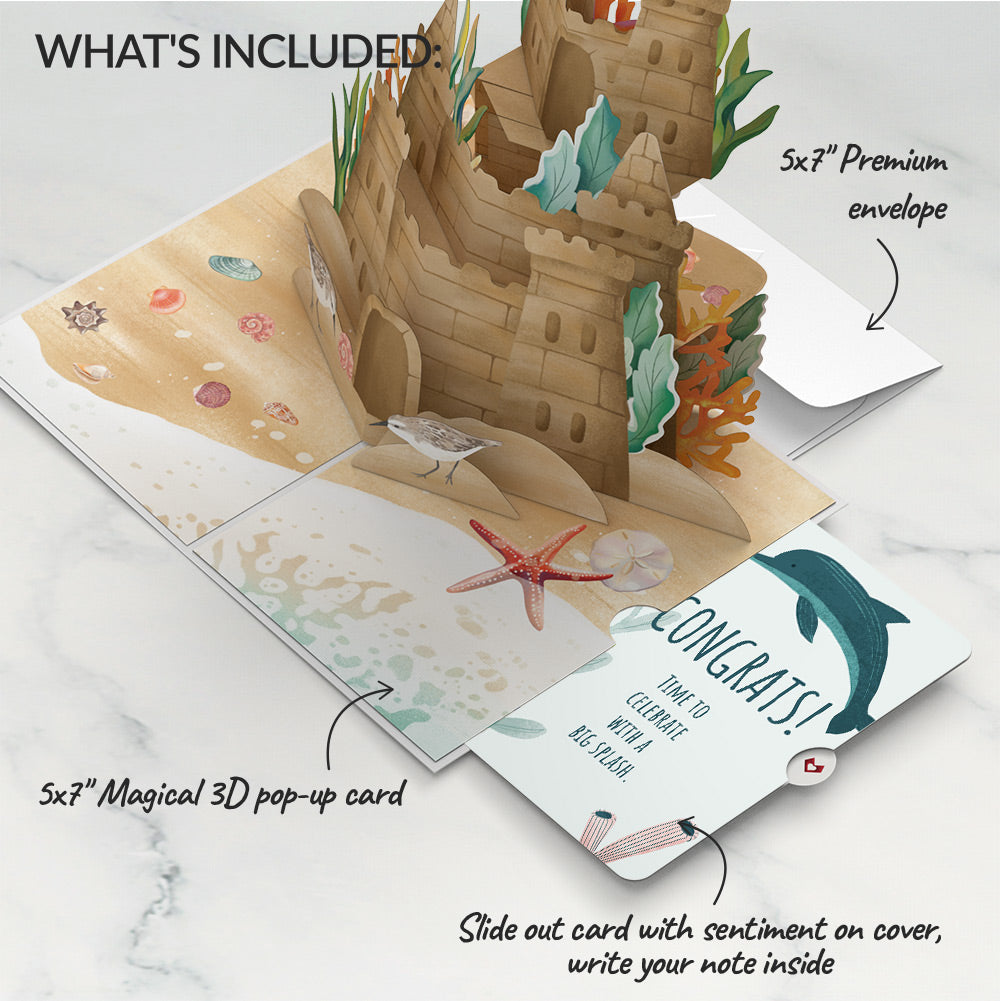 Seaside Sandcastle Congratulations Pop-Up Card and Sentiment Set