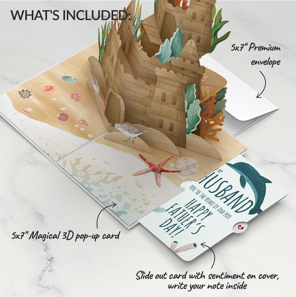 Seaside Sandcastle Father’s Day Pop-Up Card and Sentiment Set for Husband