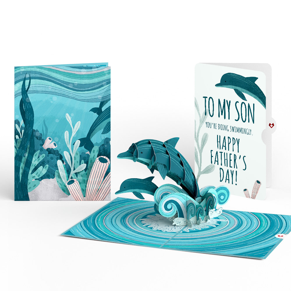 Playful Dolphins Father’s Day Pop-Up Card and Sentiment Set for Son