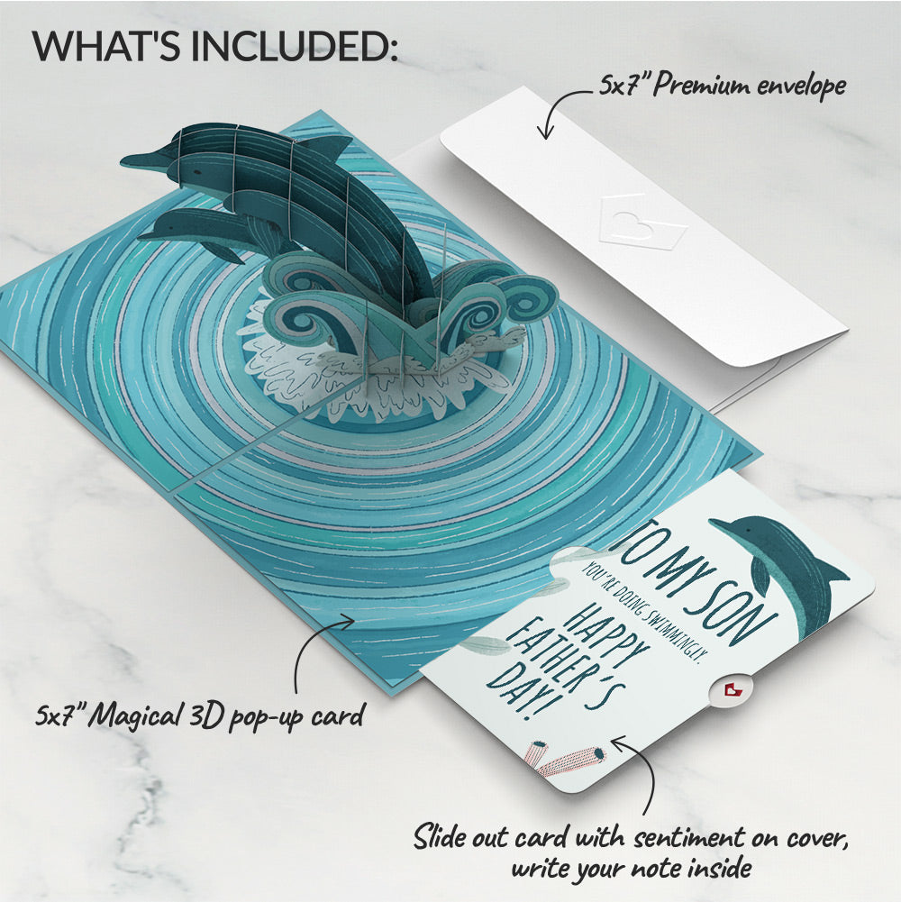 Playful Dolphins Father’s Day Pop-Up Card and Sentiment Set for Son