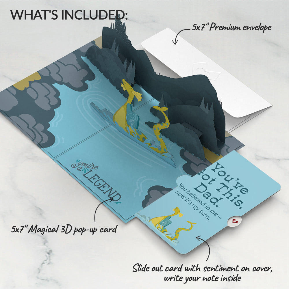 Dad You're a Legend Loch Ness Monster Encouragement Pop-Up Card and Sentiment Set