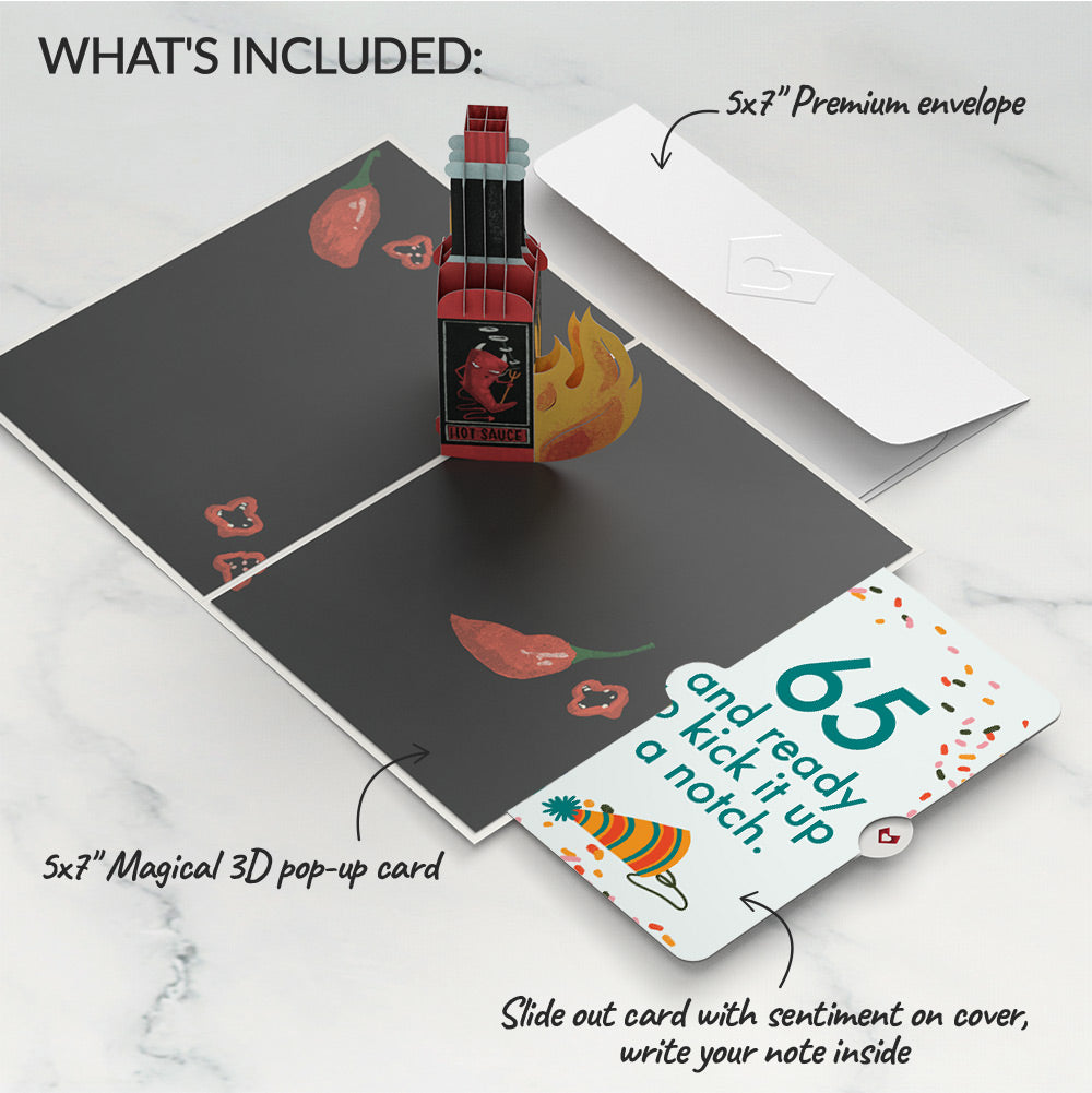 Happy Birthday Hot Stuff Pop-Up Card and 65th Kick It Up Sentiment Set
