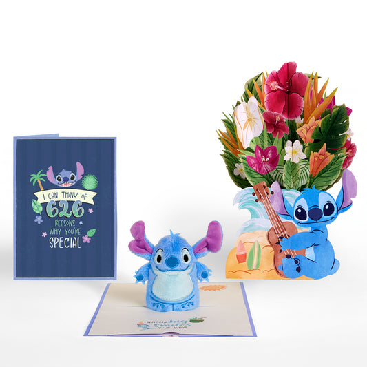 Disney’s Stitch Plushpop Card & Flower Buds Bouquet Bundle