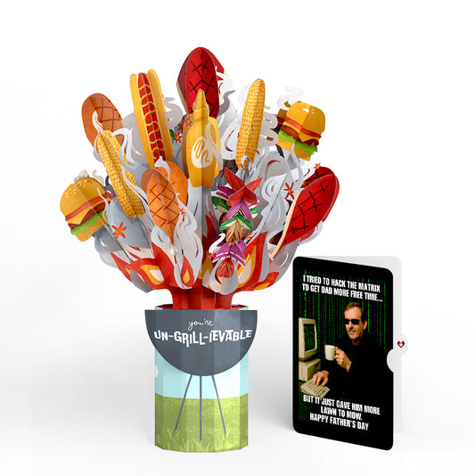 Grill Master Father's Day Bouquet and Matrix Hacker Sentiment Set