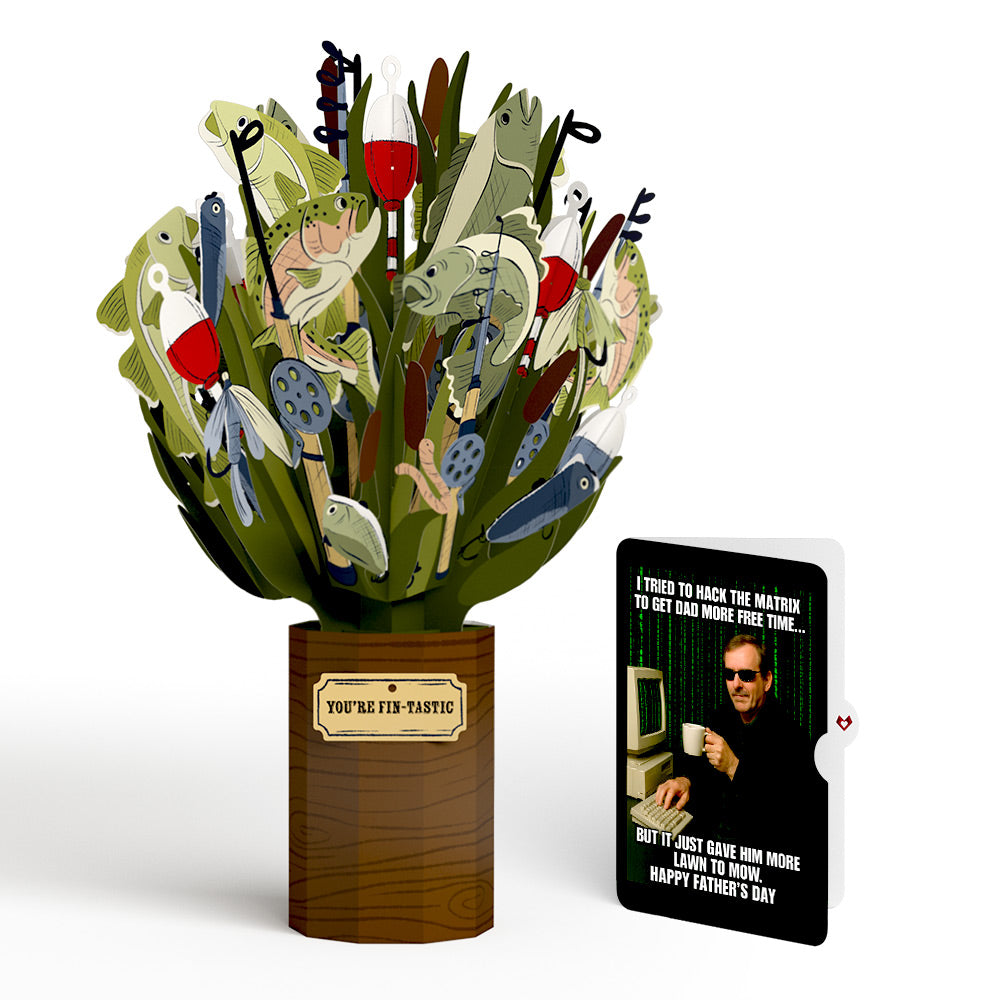 Fin-tastic Fish Father's Day Bouquet and Matrix Hacker Sentiment Set