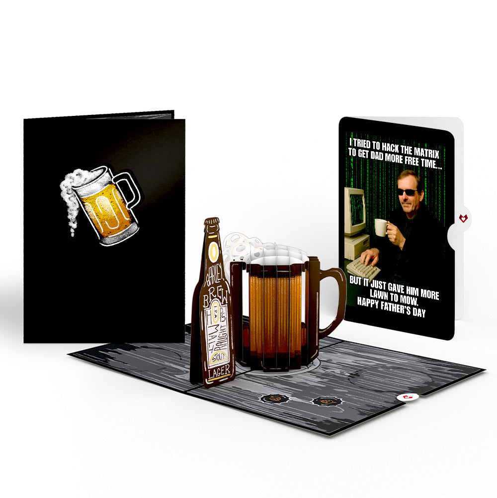 Beer Father's Day Pop-Up Card and Matrix Hacker Sentiment Set