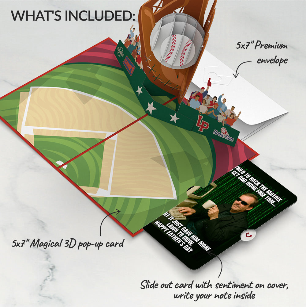 Home Run Father's Day Pop-Up Card and Matrix Hacker Sentiment Set